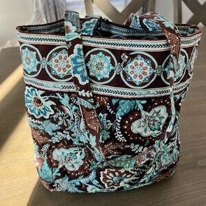 Vera Bradley Floral Brown and Blue Tote